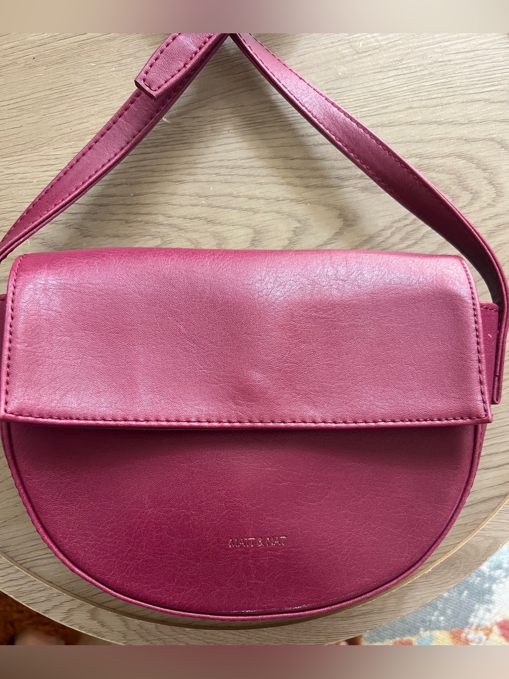 Matt & Nat Vegan Leather Fuchsia Pink - Crescent Crossbody Bag